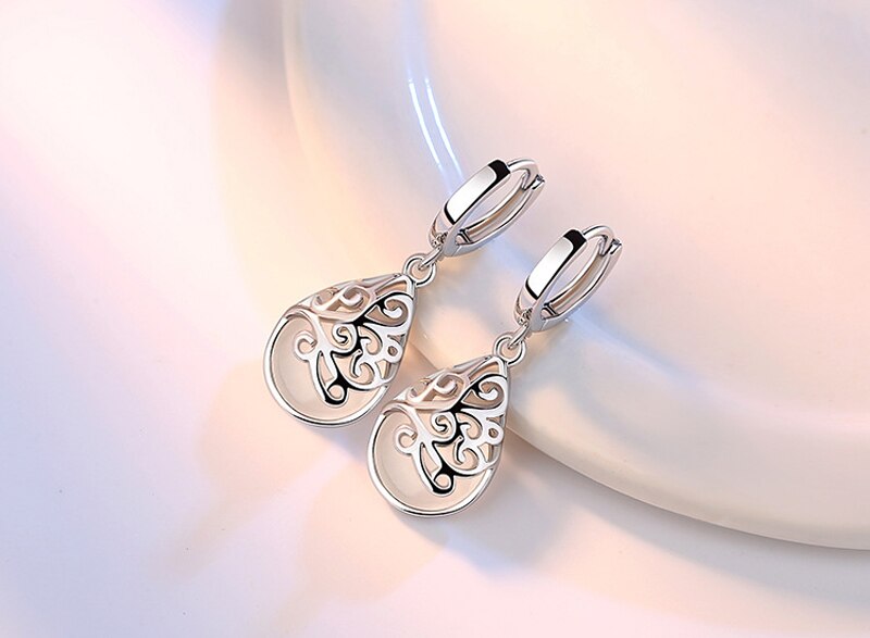 Victoria's Vogue 925 Sterling Silver Moonlight Opal Tears Totem Earrings Gift pendientes oorbellen boucle d'oreille femmes New