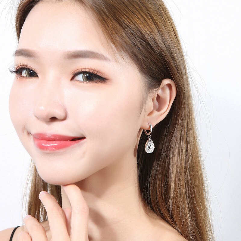 Victoria's Vogue 925 Sterling Silver Moonlight Opal Tears Totem Earrings Gift pendientes oorbellen boucle d'oreille femmes New