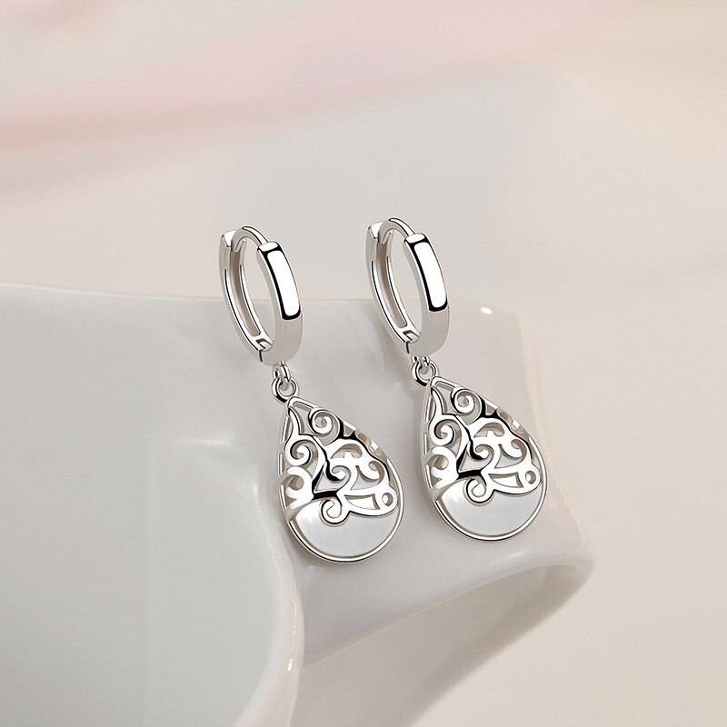 Victoria's Vogue 925 Sterling Silver Moonlight Opal Tears Totem Earrings Gift pendientes oorbellen boucle d'oreille femmes New