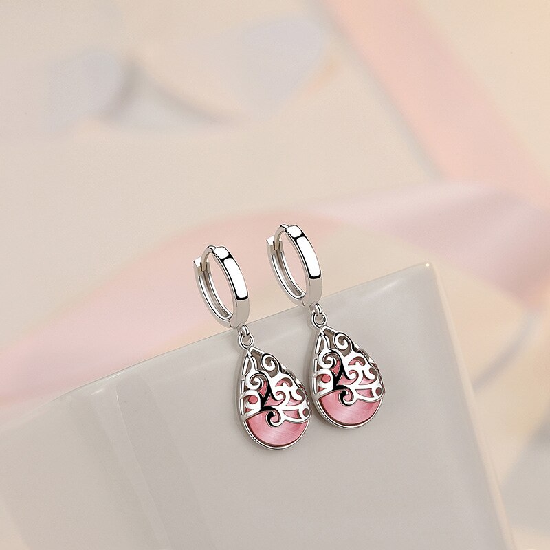 Victoria's Vogue 925 Sterling Silver Moonlight Opal Tears Totem Earrings Gift pendientes oorbellen boucle d'oreille femmes New