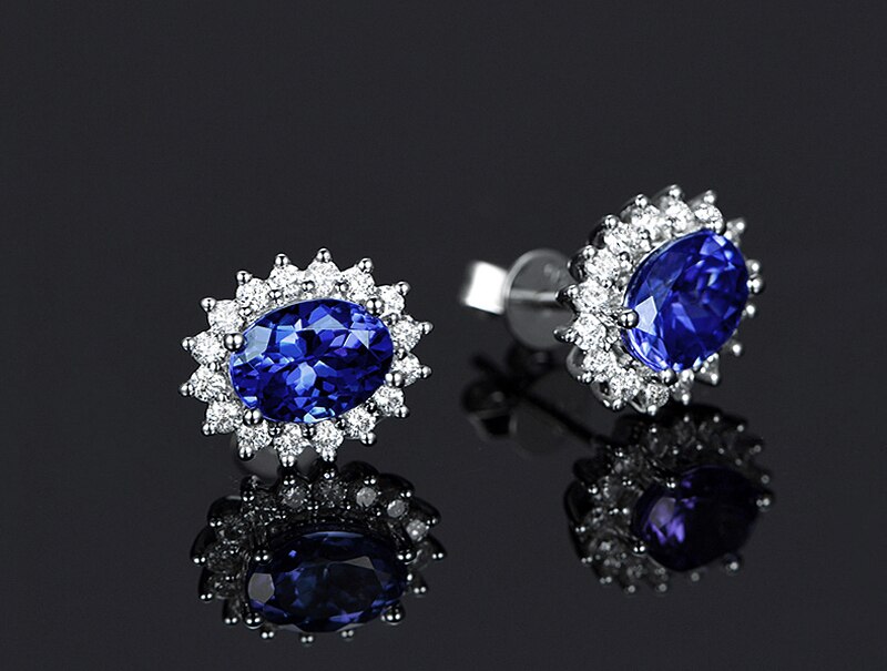 Victoria's Vogue Luxury Lab Sapphire Earrings Original 925 Sterling Silver Jewelry With Blue Zirconia Gemstone Stud Earrings For Women Victoria's Vogue Luxury Lab Sapphire Earrings Original 925 Sterling Silver Jewelry With Blue Zirconia Gemstone Stud Earrings For Women