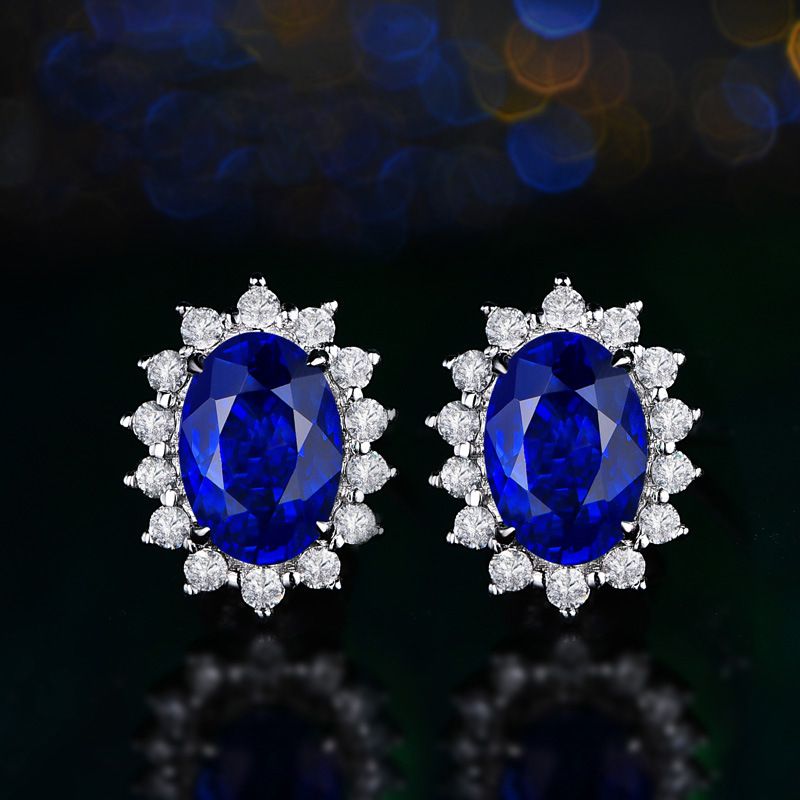 Victoria's Vogue Luxury Lab Sapphire Earrings Original 925 Sterling Silver Jewelry With Blue Zirconia Gemstone Stud Earrings For Women Victoria's Vogue Luxury Lab Sapphire Earrings Original 925 Sterling Silver Jewelry With Blue Zirconia Gemstone Stud Earrings For Women