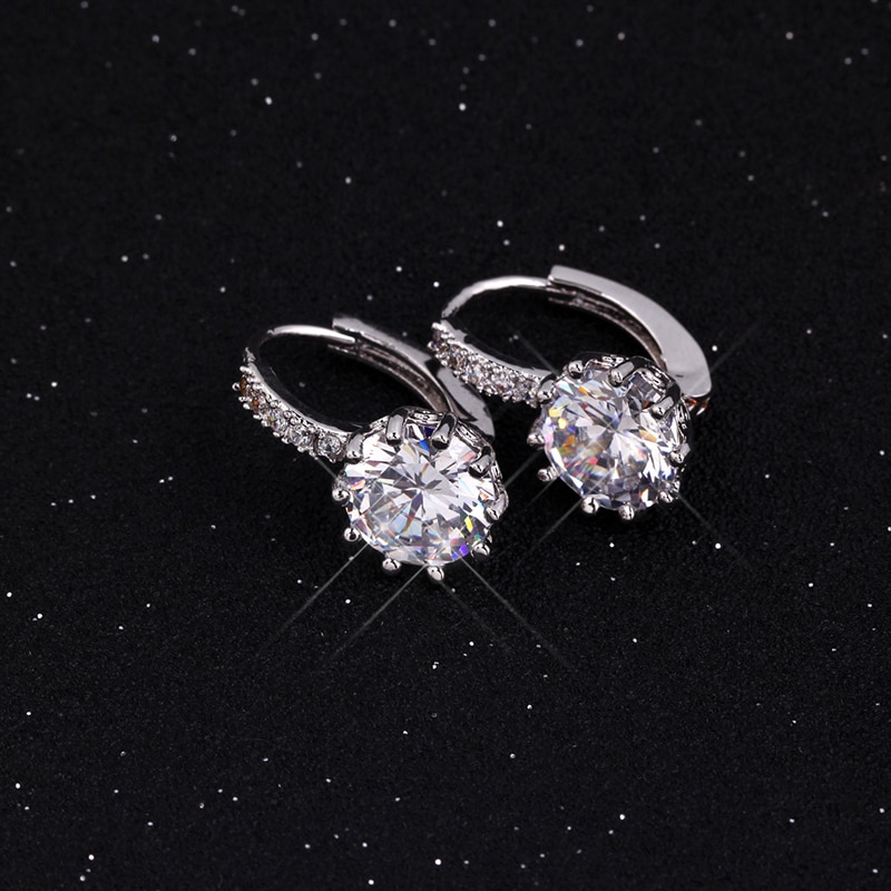 Victoria's Vogue Fashion Round 2.0ct Lab Diamond Zircon Drop Earrings For Women Wholesale Jewelry 925 Silver Earrings