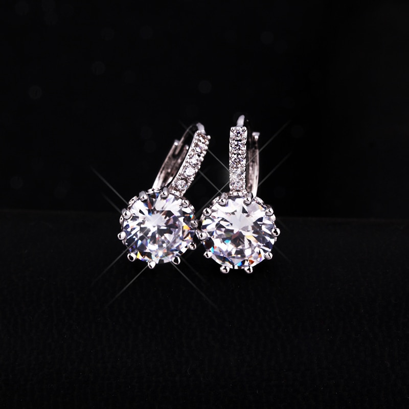 Victoria's Vogue Fashion Round 2.0ct Lab Diamond Zircon Drop Earrings For Women Wholesale Jewelry 925 Silver Earrings