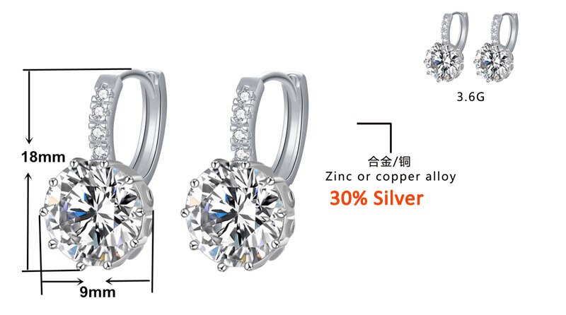 Victoria's Vogue Fashion Round 2.0ct Lab Diamond Zircon Drop Earrings For Women Wholesale Jewelry 925 Silver Earrings
