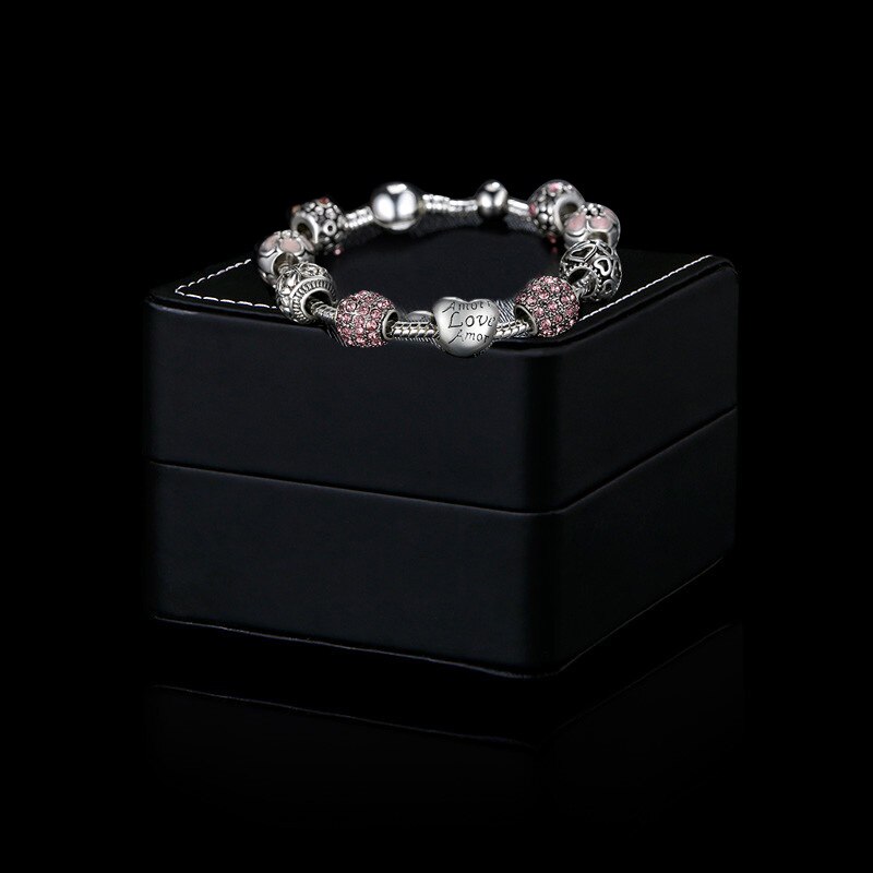 Victoria's Vogue Original 925 Silver Four Leaf Clover Bracelet with Crystal Beads Charm Bracelet Bangle for Women Victoria's Vogue Original 925 Silver Four Leaf Clover Bracelet with Crystal Beads Charm Bracelet Bangle for Women