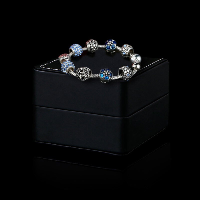 Victoria's Vogue Original 925 Silver Four Leaf Clover Bracelet with Crystal Beads Charm Bracelet Bangle for Women Victoria's Vogue Original 925 Silver Four Leaf Clover Bracelet with Crystal Beads Charm Bracelet Bangle for Women