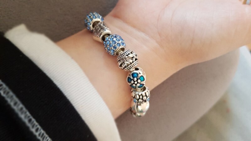 Victoria's Vogue Original 925 Silver Four Leaf Clover Bracelet with Crystal Beads Charm Bracelet Bangle for Women Victoria's Vogue Original 925 Silver Four Leaf Clover Bracelet with Crystal Beads Charm Bracelet Bangle for Women