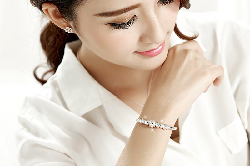 Victoria's Vogue 3 Style New 925 Sterling Silver Lucky Charm Bracelet Cuff Bracelets For Women Bangles Fashion Silver 925 Jewelry Pulseira