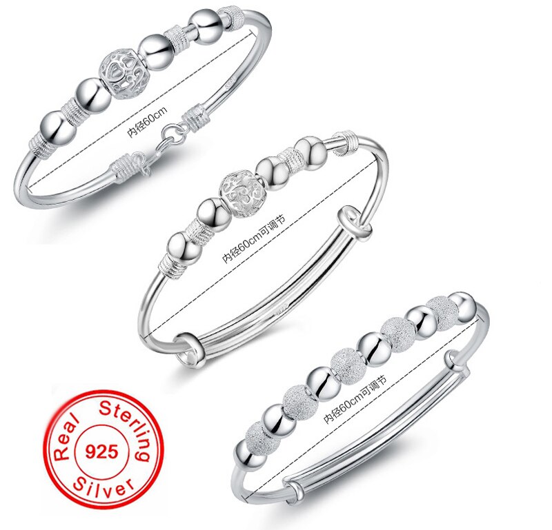 Victoria's Vogue 3 Style New 925 Sterling Silver Lucky Charm Bracelet Cuff Bracelets For Women Bangles Fashion Silver 925 Jewelry Pulseira