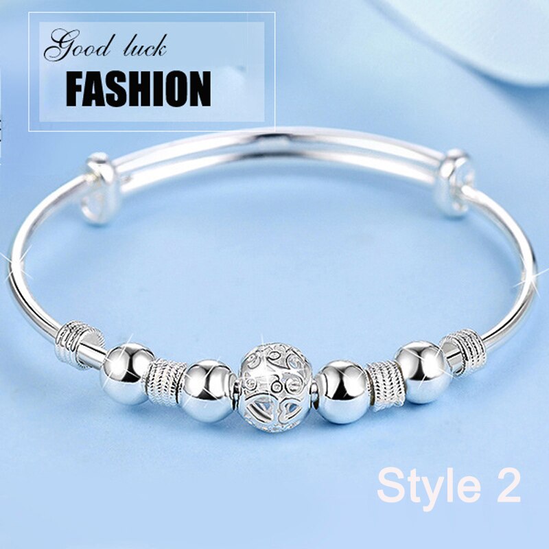 Victoria's Vogue 3 Style New 925 Sterling Silver Lucky Charm Bracelet Cuff Bracelets For Women Bangles Fashion Silver 925 Jewelry Pulseira