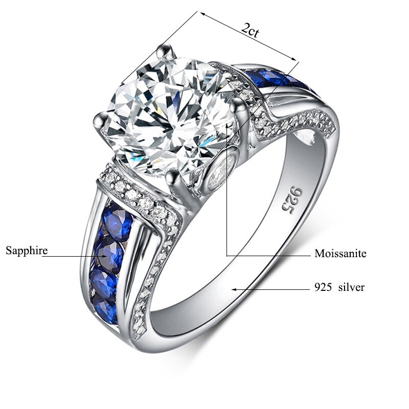 Victoria's Vogue 2ct Real Moissanite Ring For Women Real 925 Sterling Silver 14K White Gold Plated Diamond Ring Wedding Jewelry Victoria's Vogue 2ct Real Moissanite Ring For Women Real 925 Sterling Silver 14K White Gold Plated Diamond Ring Wedding Jewelry