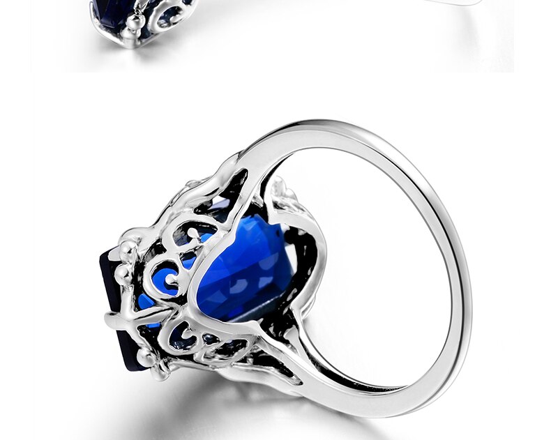 Victoria's Vogue 100% Handmade Real 925 Sterling Silver Rings For Women Classic Big Lab Sapphire Stone Anniversary Ring Fine Jewelry Best Gift