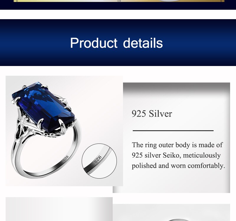 Victoria's Vogue 100% Handmade Real 925 Sterling Silver Rings For Women Classic Big Lab Sapphire Stone Anniversary Ring Fine Jewelry Best Gift