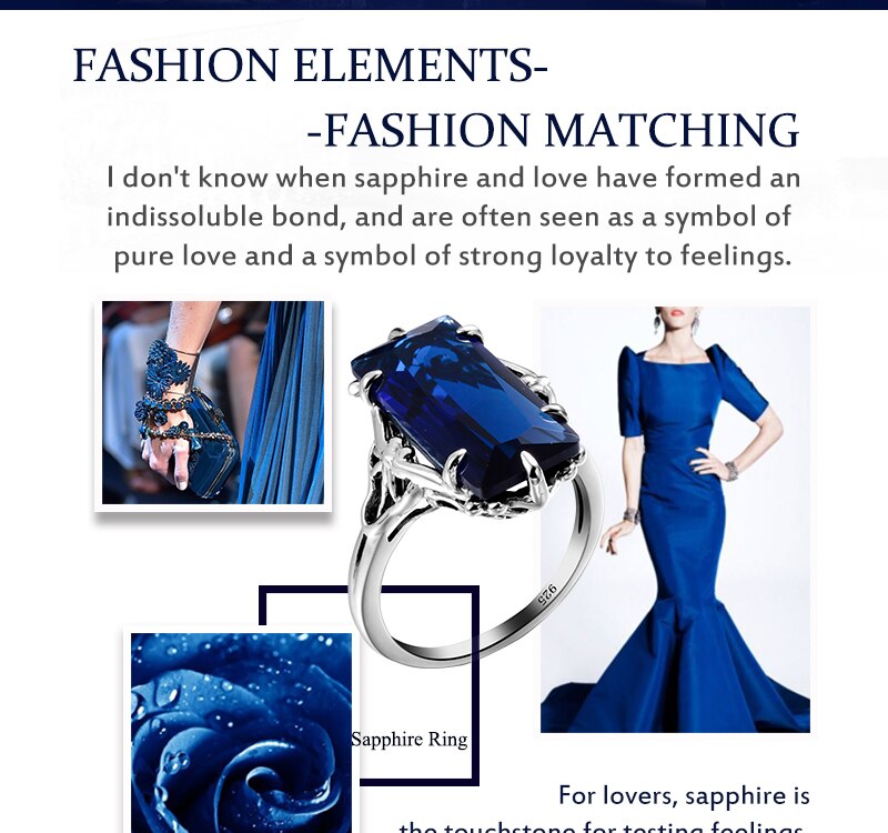 Victoria's Vogue 100% Handmade Real 925 Sterling Silver Rings For Women Classic Big Lab Sapphire Stone Anniversary Ring Fine Jewelry Best Gift