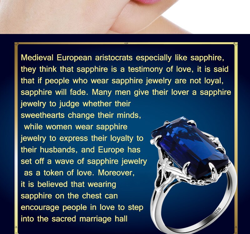 Victoria's Vogue 100% Handmade Real 925 Sterling Silver Rings For Women Classic Big Lab Sapphire Stone Anniversary Ring Fine Jewelry Best Gift