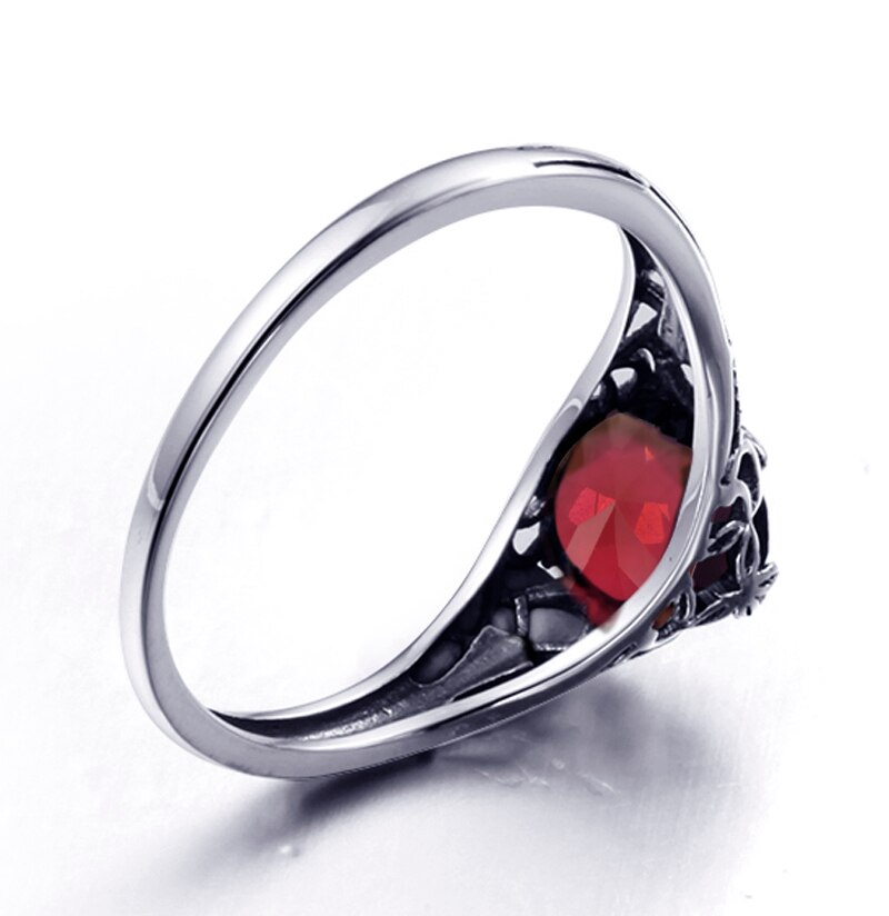 Victoria's Vogue High Quality Charms Handmade Created Ruby Stone Ring Real 925 Sterling Silver Vintage Rings for Women Rose Jewelry bague femme