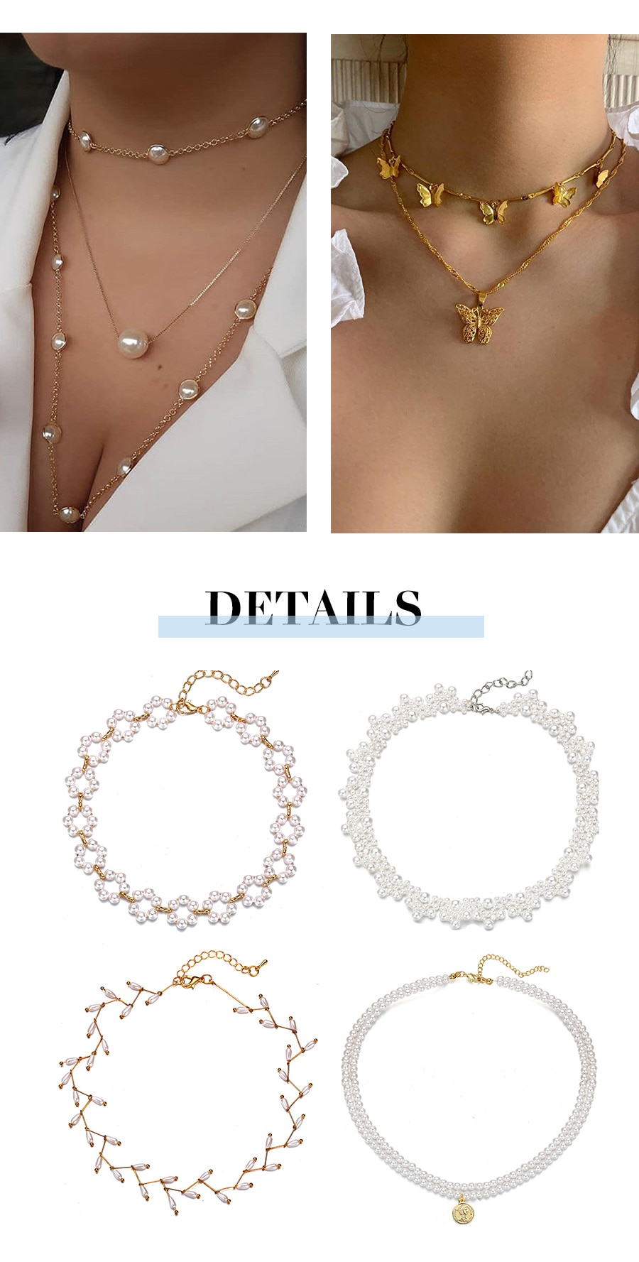 Victoria's Vogue 2020 Elegant Flower Pearl Choker Necklaces For Women Gold Coin Bow Knot Pendant Necklace Long Chain Jewelry Party Gifts
