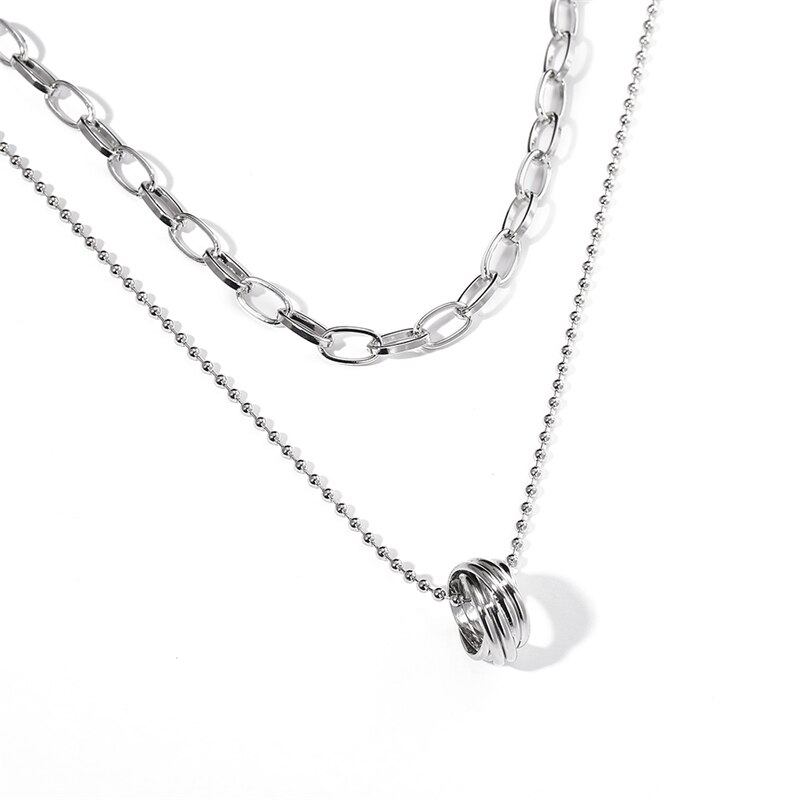 Victoria's Vogue Punk Multilayered Cross Lock Pendant Necklace For Women Silver Color Portrait Coin Chain Choker Necklaces 2021 Jewelry