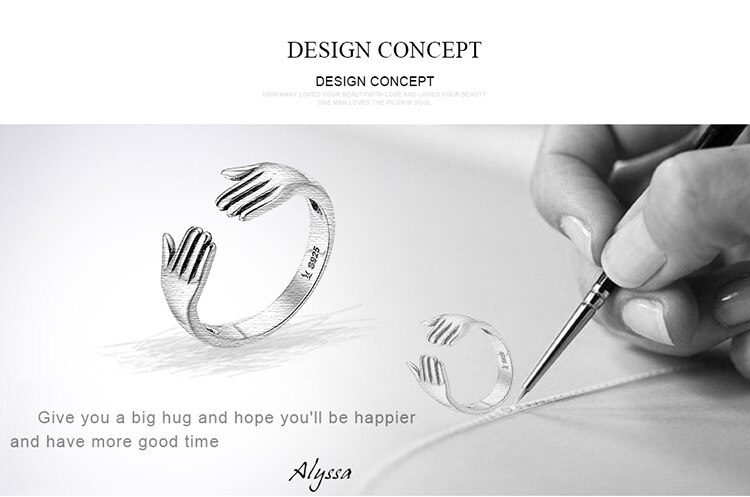 Victoria's Vogue Genuine 925 Sterling Silver Double Layer Give Me A Hug Hand Open Finger Rings for Women Sterling Silver Jewelry Victoria's Vogue Genuine 925 Sterling Silver Double Layer Give Me A Hug Hand Open Finger Rings for Women Sterling Silver Jewelry