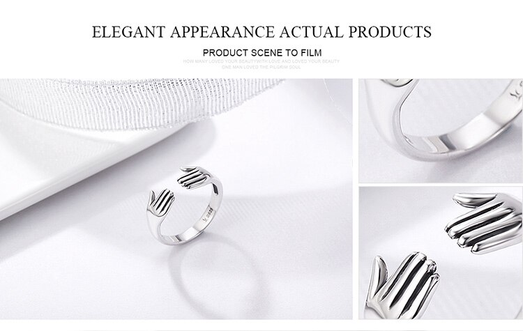 Victoria's Vogue Genuine 925 Sterling Silver Double Layer Give Me A Hug Hand Open Finger Rings for Women Sterling Silver Jewelry Victoria's Vogue Genuine 925 Sterling Silver Double Layer Give Me A Hug Hand Open Finger Rings for Women Sterling Silver Jewelry