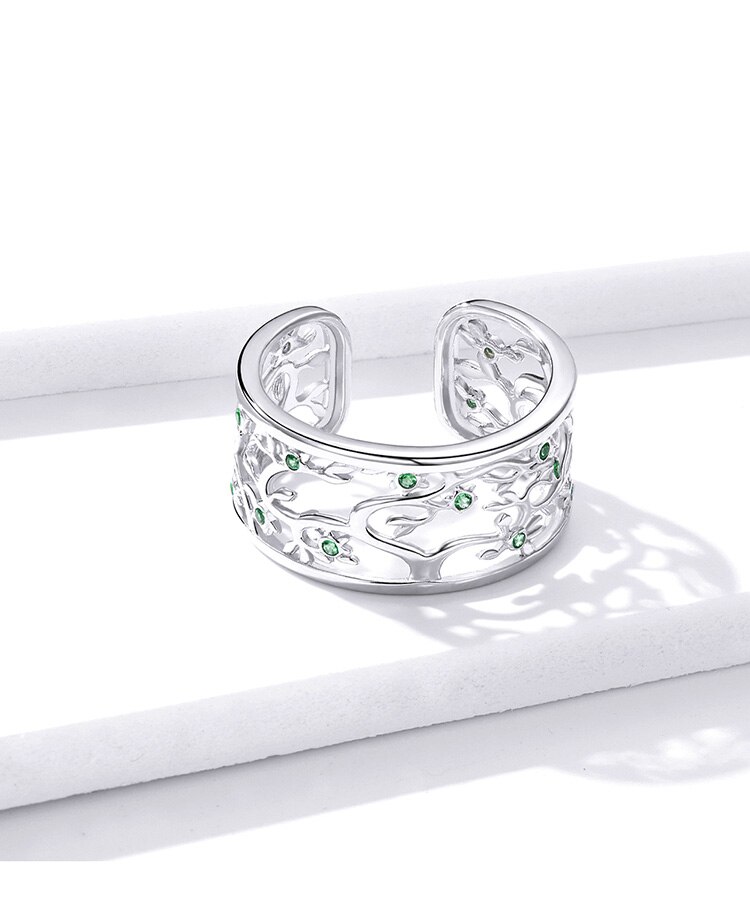 Victoria's Vogue Tree of Life Wide Finger Rings for Women 925 Sterling Silver Free Size Adjustable Ring Band New Design Bague