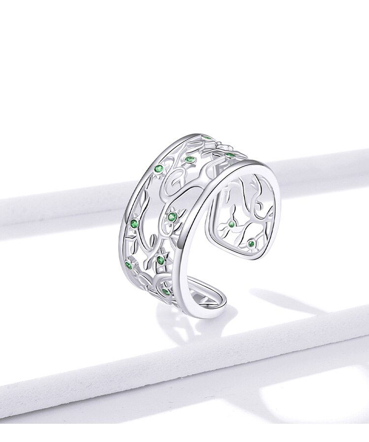 Victoria's Vogue Tree of Life Wide Finger Rings for Women 925 Sterling Silver Free Size Adjustable Ring Band New Design Bague