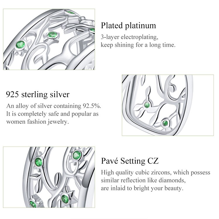 Victoria's Vogue Tree of Life Wide Finger Rings for Women 925 Sterling Silver Free Size Adjustable Ring Band New Design Bague