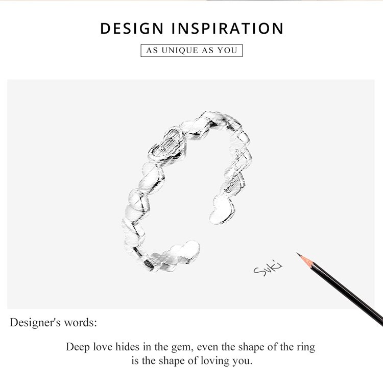 Victoria's Vogue Pink CZ Heart Stackable Finger Rings for Women Free Size Adjustable Bands 925 Sterling Silver Jewelry Accessories Victoria's Vogue Pink CZ Heart Stackable Finger Rings for Women Free Size Adjustable Bands 925 Sterling Silver Jewelry Accessories