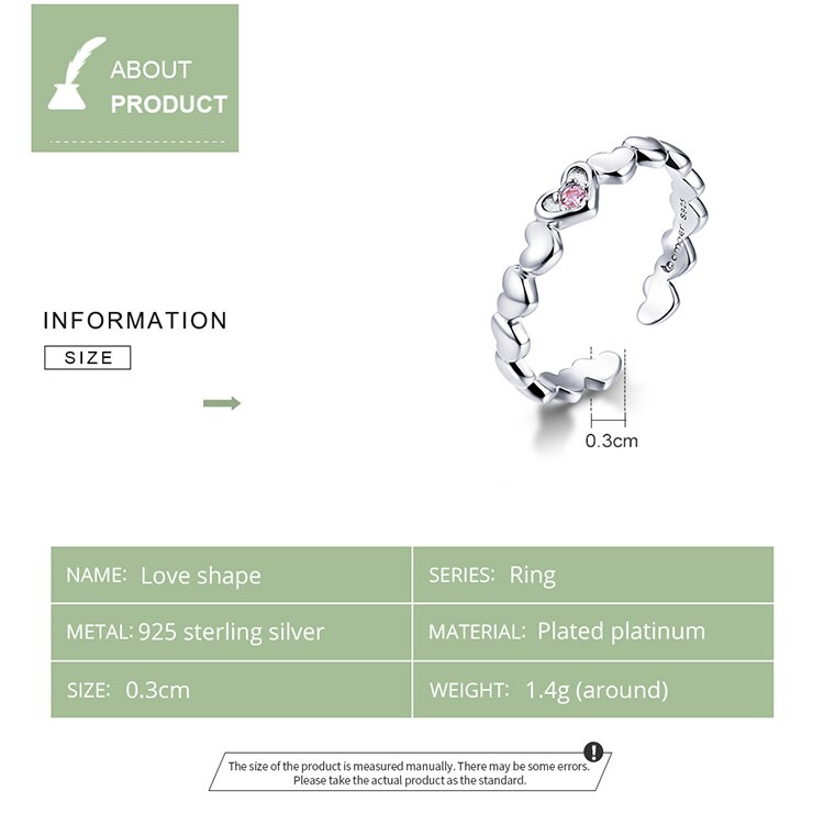 Victoria's Vogue Pink CZ Heart Stackable Finger Rings for Women Free Size Adjustable Bands 925 Sterling Silver Jewelry Accessories Victoria's Vogue Pink CZ Heart Stackable Finger Rings for Women Free Size Adjustable Bands 925 Sterling Silver Jewelry Accessories