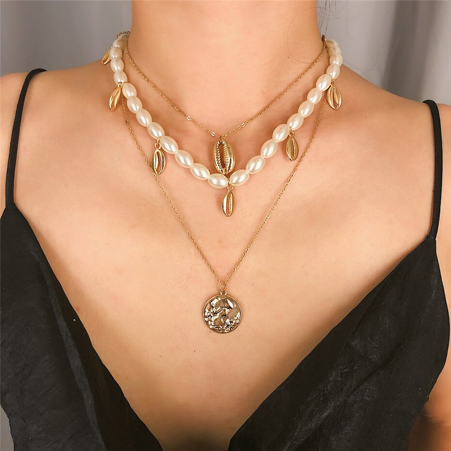 Victoria's Vogue Punk Multi Layered Pearl Choker Necklace Collar Statement Virgin Mary Coin Crystal Pendant Necklace Women Jewelry Victoria's Vogue Punk Multi Layered Pearl Choker Necklace Collar Statement Virgin Mary Coin Crystal Pendant Necklace Women Jewelry