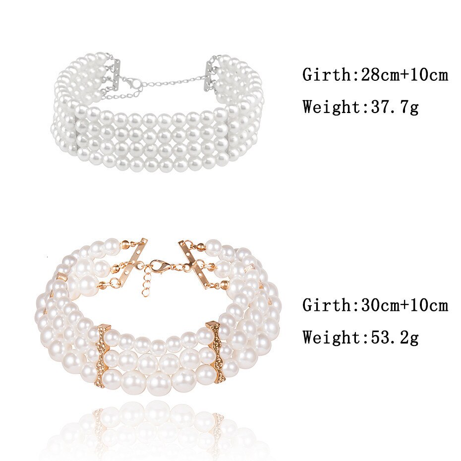 Victoria's Vogue Bohemian Multi Layered Simulated Pearl Choker Necklace Collar Statement Boho Clavicle Chain Necklace Women Jewelry