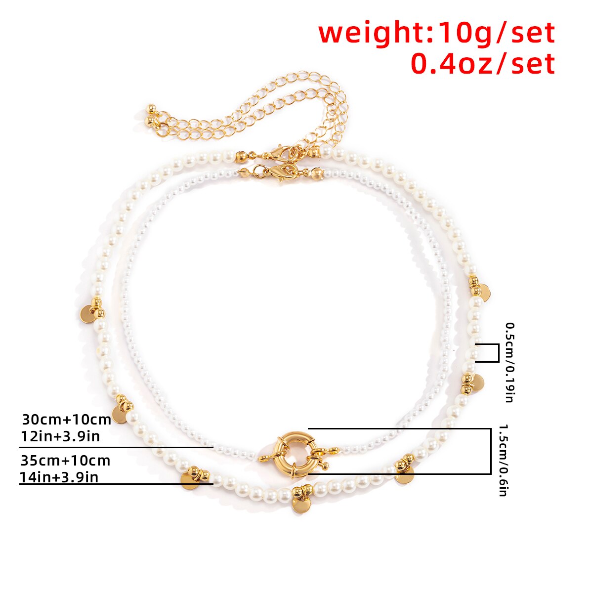 Victoria's Vogue 2Pcs/Set Boho Copper Sequins Tassle Pendant Necklace Imitation Pearl Chain Choker Necklaces Collar for Women Jewelry