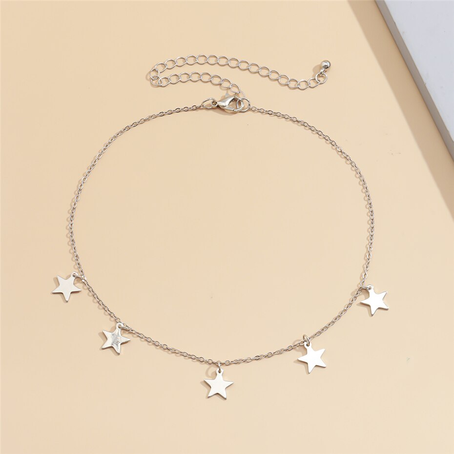 Victoria's Vogue Simple Minimalist Multiple Pendant Necklace Statement Gold Color Star Tassel Choker Necklaces Collar Women Jewelry