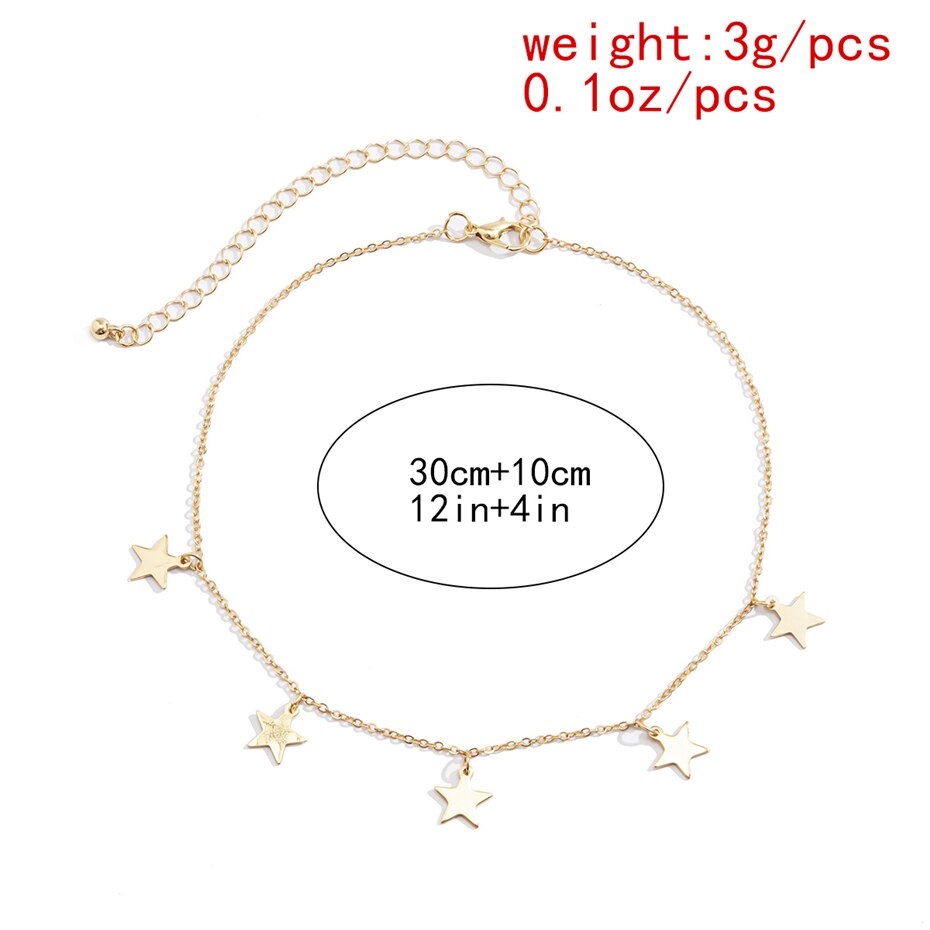 Victoria's Vogue Simple Minimalist Multiple Pendant Necklace Statement Gold Color Star Tassel Choker Necklaces Collar Women Jewelry