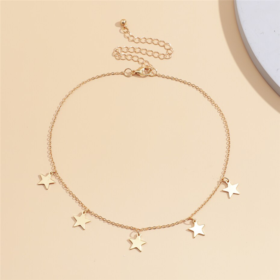 Victoria's Vogue Simple Minimalist Multiple Pendant Necklace Statement Gold Color Star Tassel Choker Necklaces Collar Women Jewelry