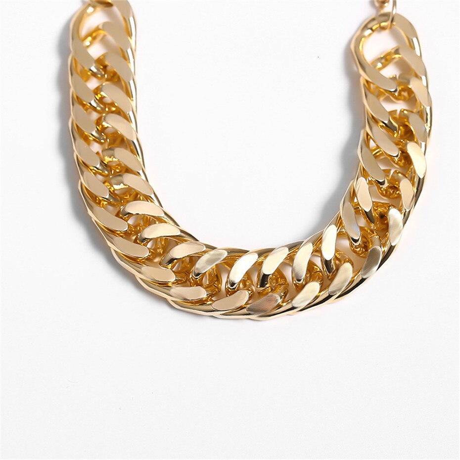 Victoria's Vogue Fashion Curb Cuban Chunky Thick Bracelets Bangles Punk Hip Hop Gold Color Friendship Bracelets Women Jewelry Party