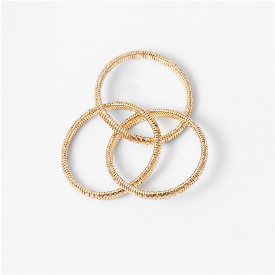 Victoria's Vogue Multi Layered Punk Exaggerated Curb Cuban Thick Bracelet Bangle Charm Gold Color Elastic Bracelets for Women Jewelry