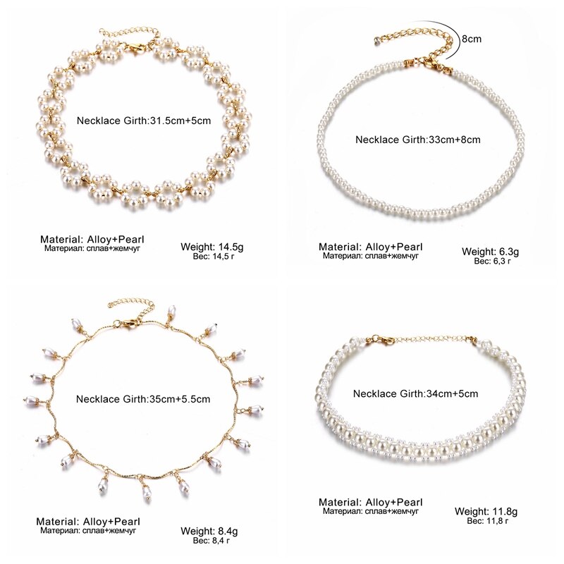 Victoriasvogue Dainty Pearl Flower Bow-knot Choker Necklace Long Chain Pearl Heart Gold Coin Pendant Necklaces For Women Fashion Jewelry