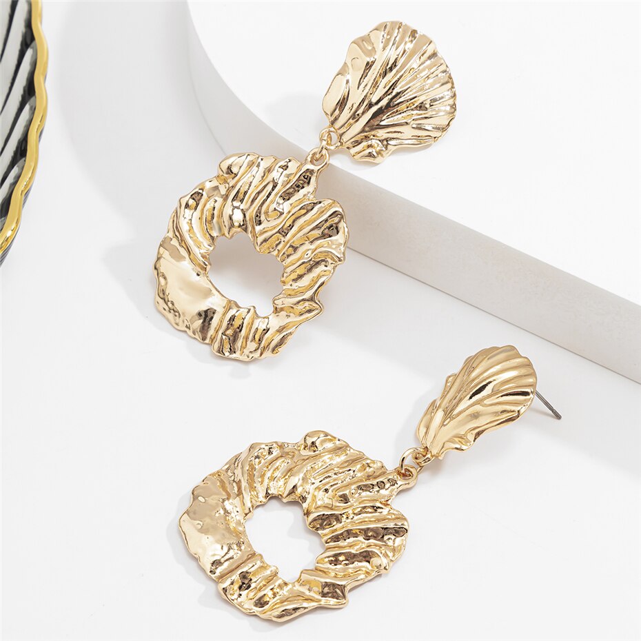 Victoria's Vogue Punk Exaggerated Geometric Irregular Iron Sheet Drop Dangle Earrings Retro Human Head Hanging Earrings Jewelry Gifts