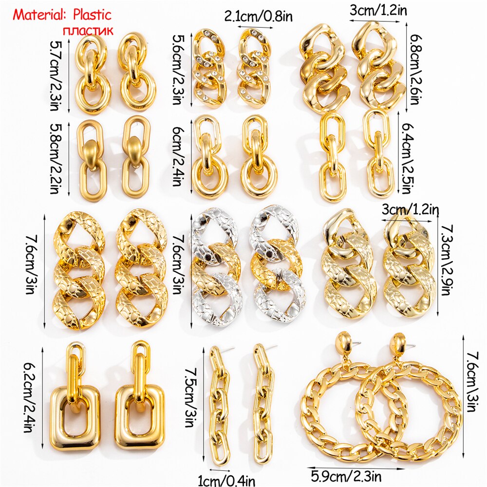 Victoria's Vogue Punk Plastic Geometric Round Circle Square Drop Dangle Earrings Women Rhinestones Crystal Hanging Earrings Jewelry