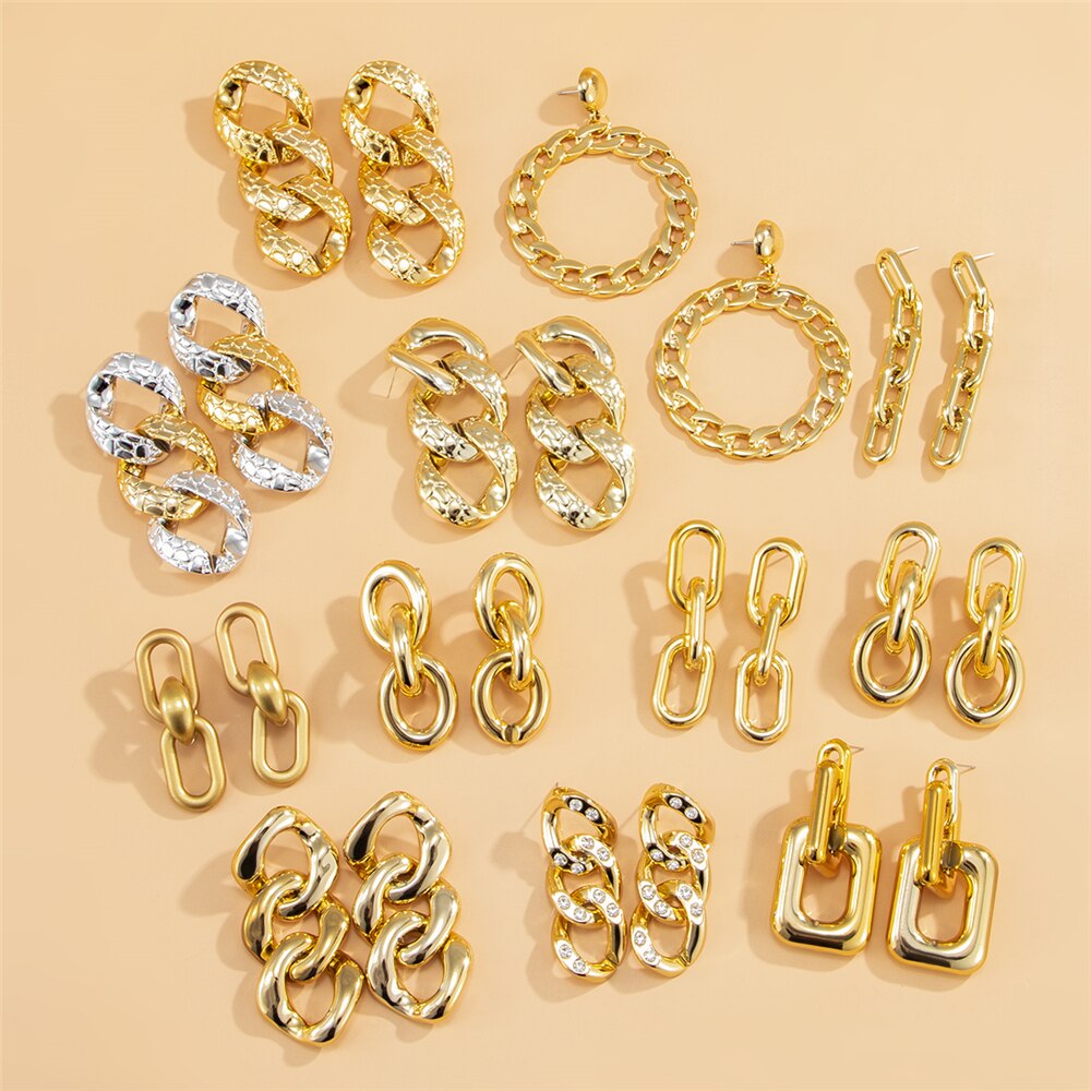 Victoria's Vogue Punk Plastic Geometric Round Circle Square Drop Dangle Earrings Women Rhinestones Crystal Hanging Earrings Jewelry