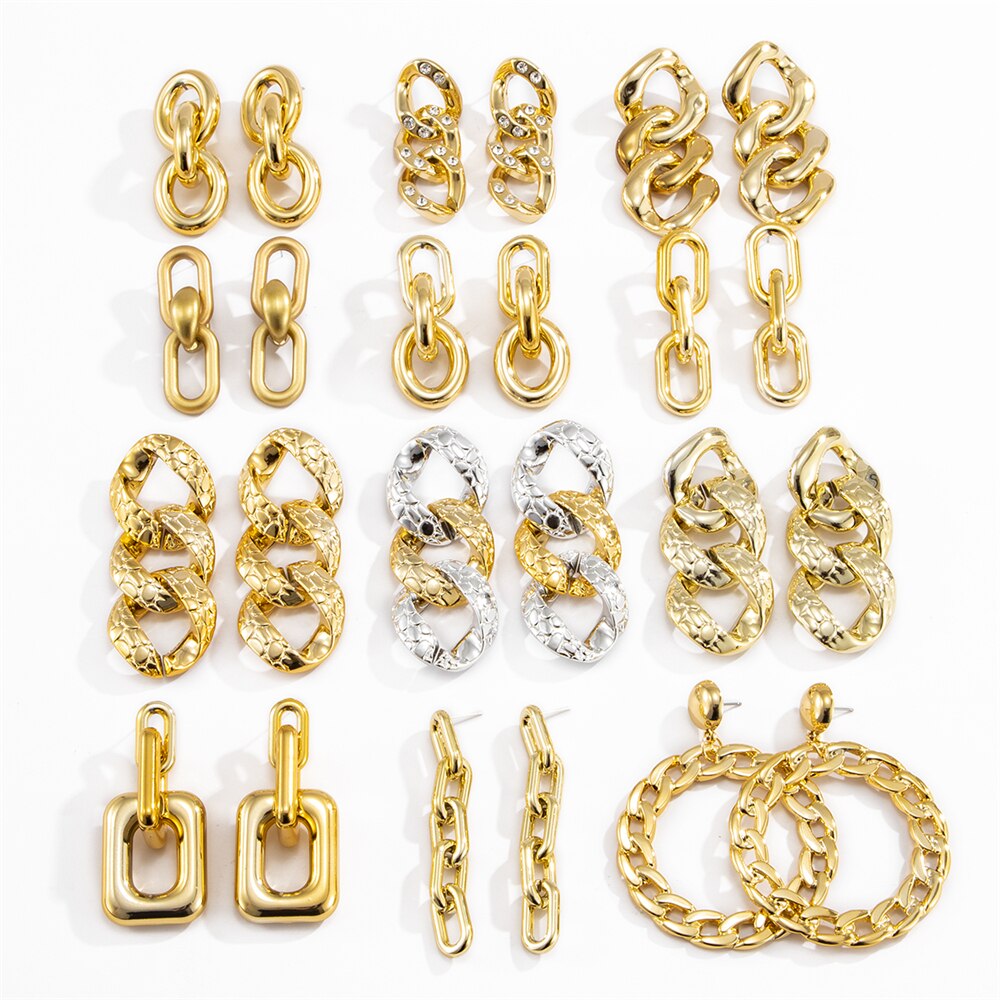 Victoria's Vogue Punk Plastic Geometric Round Circle Square Drop Dangle Earrings Women Rhinestones Crystal Hanging Earrings Jewelry