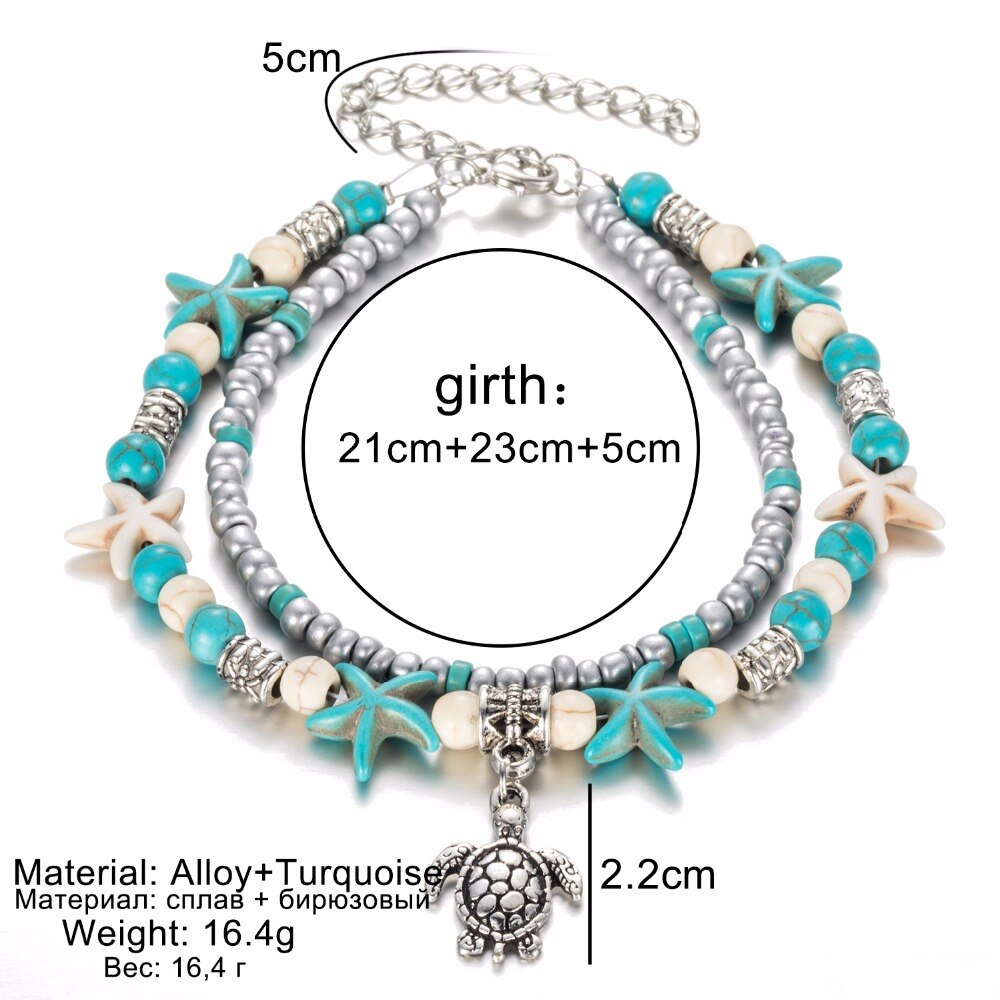 Victoria's Vogue vintage shell beads starfish anklet ladies new multi-layer bracelet legs ankle handmade bohemian jewelry sandals gifts Victoria's Vogue vintage shell beads starfish anklet ladies new multi-layer bracelet legs ankle handmade bohemian jewelry sandals gifts