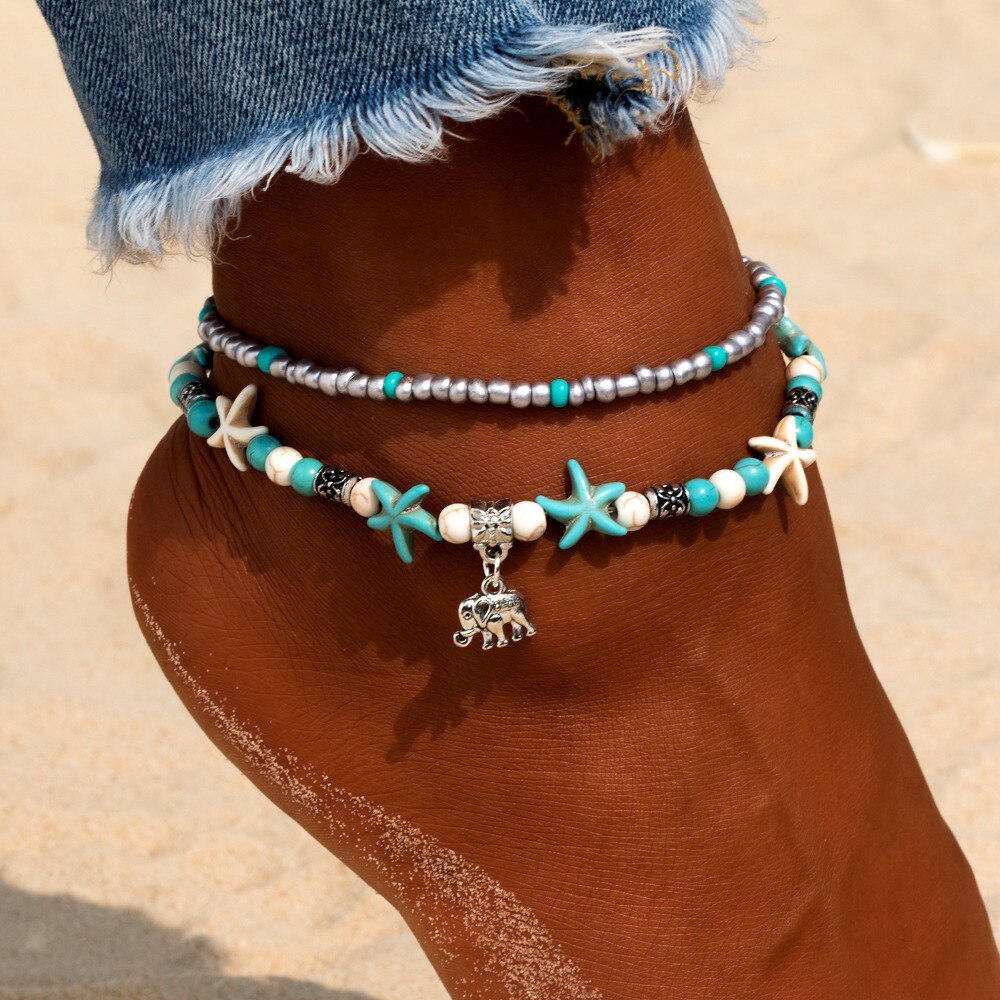 Victoria's Vogue Vintage Shell Beads Anklets for Women Starfish Sea Turtle Multi Layer Anklet Leg Foot Bracelet Handmade Bohemian Jewelry Victoria's Vogue Vintage Shell Beads Anklets for Women Starfish Sea Turtle Multi Layer Anklet Leg Foot Bracelet Handmade Bohemian Jewelry