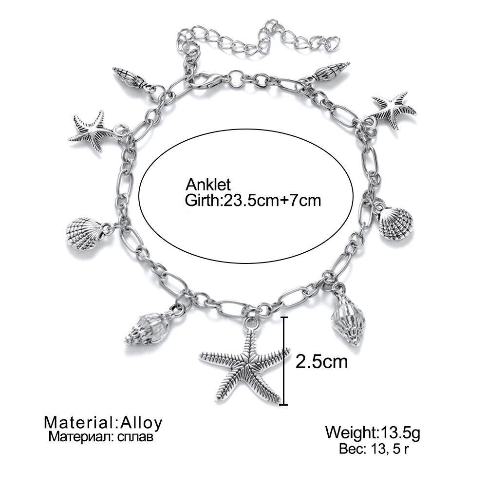 Victoria's Vogue Vintage star pendant anklets for women 2018 ankle bracelets on the leg bohemian foot beach jewelry Party gift free drop