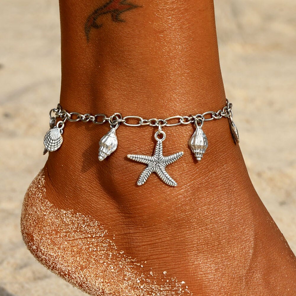 Victoria's Vogue Vintage star pendant anklets for women 2018 ankle bracelets on the leg bohemian foot beach jewelry Party gift free drop Victoria's Vogue Vintage star pendant anklets for women 2018 ankle bracelets on the leg bohemian foot beach jewelry Party gift free drop