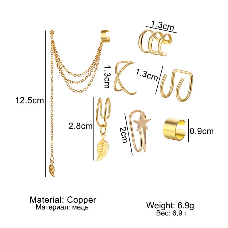 Victoria's Vogue Ear Clips Jewelry Fashion Personality Metal Ear Clip Leaf Tassel Earrings For Women Gift Pendientes Ear Cuff Caught In Cuff Victoria's Vogue Ear Clips Jewelry Fashion Personality Metal Ear Clip Leaf Tassel Earrings For Women Gift Pendientes Ear Cuff Caught In Cuff