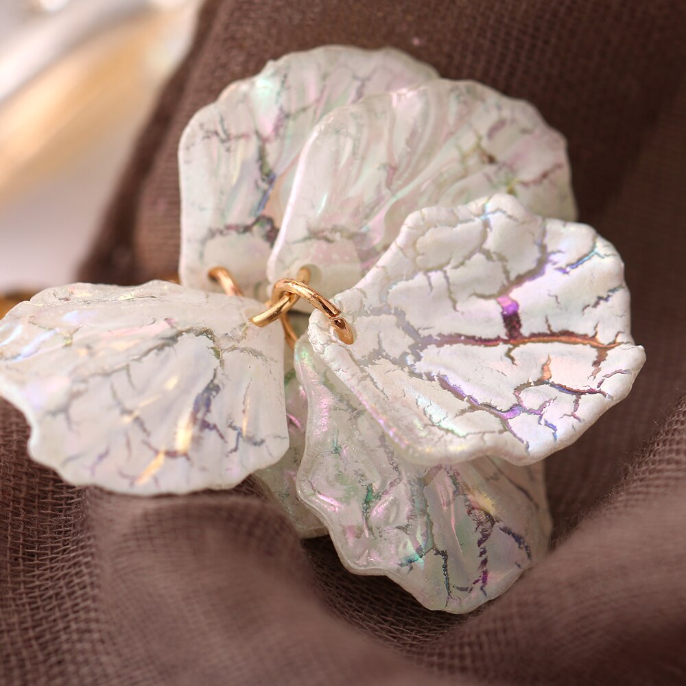 Victoria's Vogue Korean White Flower Petal Drop Earrings For Women Multi-layer Tassel Leaf Holiday Earrings Fashion Statement Jewelry Gift