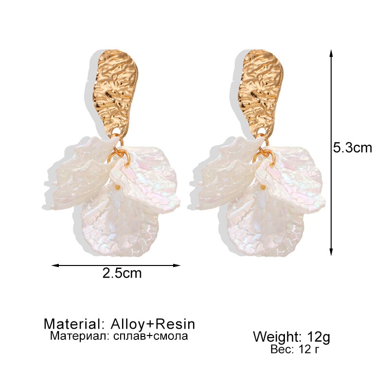 Victoria's Vogue Korean White Flower Petal Drop Earrings For Women Multi-layer Tassel Leaf Holiday Earrings Fashion Statement Jewelry Gift
